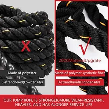 Heavy Jump Ropes for Fitness 2LB, Weighted Adult Skipping Rope Exercise Battle Ropes for Men & Women, Total Body Workouts, Power Training in Gym to Improve Strength and Building Muscle(9.2 ft)