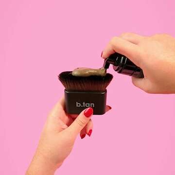 b.tan Face & Body Blending Brush | Air Brush'd - Self Tanning Kabuki Applicator for a Flawless, Streak-Free Blend, Big Fluffy Straight Angled Top for Self Tanner, Makeup, Cream, Foundation, & Contour