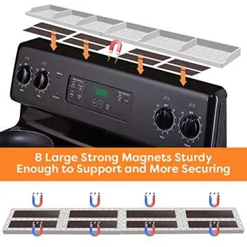 Stove Top for Silicone Shelf,30 Inch Magnetic Shelf Over the Stove Spice Rack of,Kitchen Shelf for Stove Organizer Magnet Above Stovetop Flat Back of Stove Storage Suctioned for The Stove-Light Grey