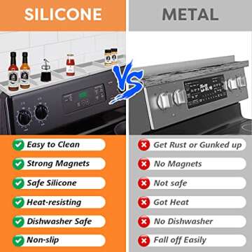 Stove Top for Silicone Shelf,30 Inch Magnetic Shelf Over the Stove Spice Rack of,Kitchen Shelf for Stove Organizer Magnet Above Stovetop Flat Back of Stove Storage Suctioned for The Stove-Light Grey