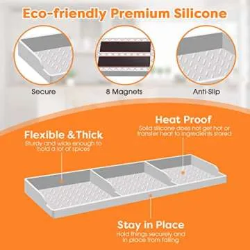 Stove Top for Silicone Shelf,30 Inch Magnetic Shelf Over the Stove Spice Rack of,Kitchen Shelf for Stove Organizer Magnet Above Stovetop Flat Back of Stove Storage Suctioned for The Stove-Light Grey