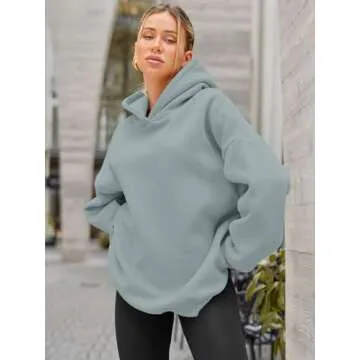 EFAN Womens Oversized Hoodies Sweatshirts Fleece Hooded Pullover Tops Sweaters Casual Comfy Fall Fashion Outfits Clothes 2024 LightGreen M
