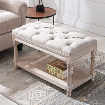 DUOMAY Farmhouse Storage Ottoman for Bedroom & Living Room