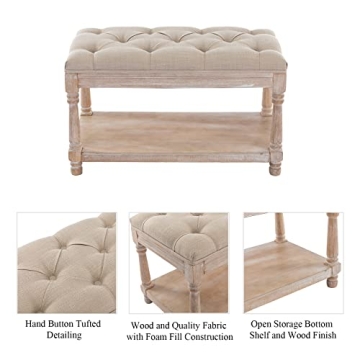 DUOMAY Farmhouse Storage Ottoman for Bedroom & Living Room