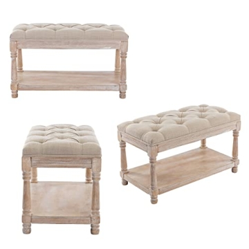 DUOMAY Farmhouse Storage Ottoman for Bedroom & Living Room