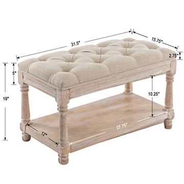 DUOMAY Farmhouse Storage Ottoman for Bedroom & Living Room