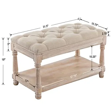 DUOMAY Farmhouse Storage Ottoman for Bedroom & Living Room