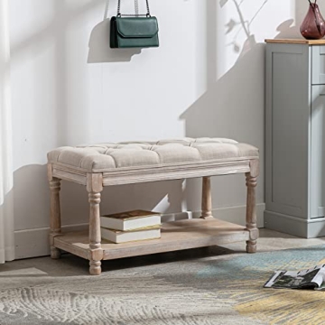 DUOMAY Farmhouse Storage Ottoman for Bedroom & Living Room