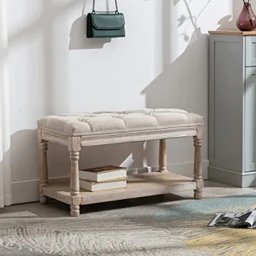 DUOMAY Farmhouse Storage Ottoman for Bedroom & Living Room