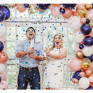 Rose Gold Navy Pink Balloon Garland Kit, 115pcs Balloons Included Rose Gold 4D Foil Balloons Navy Rose Gold Confetti Balloons Ideal for Girls Birthday Bridal Shower Gender Reveal Party Decorations