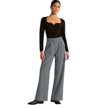 NIMIN Womens High Waisted Business Casual Pants Stylish Versatile Office Dress Pant Trousers for 2024 Fall Winter Dark Grey Small