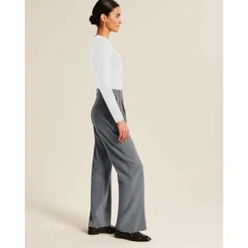 NIMIN Womens High Waisted Business Casual Pants Stylish Versatile Office Dress Pant Trousers for 2024 Fall Winter Dark Grey Small