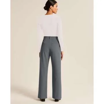 NIMIN Womens High Waisted Business Casual Pants Stylish Versatile Office Dress Pant Trousers for 2024 Fall Winter Dark Grey Small