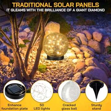 Outdoor Solar Lights for Yard Globe Light – Globe Decor Garden Solar Lights Outdoor Waterproof – Energy Efficient Solar Yard Lights with 2 Modes – Auto On Off Ball Light for Garden, Pathway, Patio