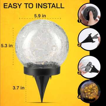 Outdoor Solar Lights for Yard Globe Light – Globe Decor Garden Solar Lights Outdoor Waterproof – Energy Efficient Solar Yard Lights with 2 Modes – Auto On Off Ball Light for Garden, Pathway, Patio