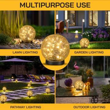 Outdoor Solar Lights for Yard Globe Light – Globe Decor Garden Solar Lights Outdoor Waterproof – Energy Efficient Solar Yard Lights with 2 Modes – Auto On Off Ball Light for Garden, Pathway, Patio
