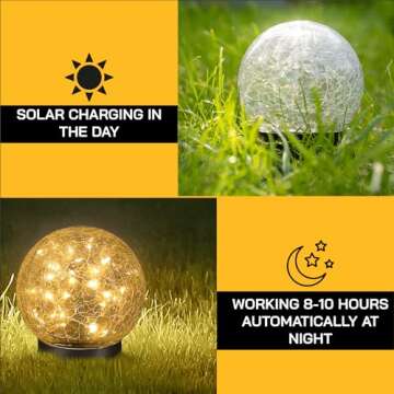 Outdoor Solar Lights for Yard Globe Light – Globe Decor Garden Solar Lights Outdoor Waterproof – Energy Efficient Solar Yard Lights with 2 Modes – Auto On Off Ball Light for Garden, Pathway, Patio