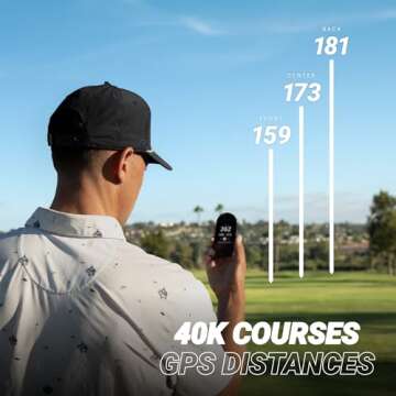 Blue Tees Golf Ringer - Magnetic Golf GPS Handheld, Touch Screen Display, Water Resistant Golf Distance Range Finder, 40,000+ Preloaded Courses, 10+ Hours Battery, Built-in Magnetic Strip