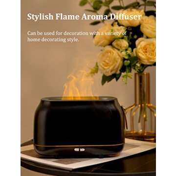 Aromatherapy Diffuser 180ml, Diffusers for Essential Oils with Warm Light, Flame Diffuser Humidifier with Auto-Off for Bedroom Office Home PERPURITY (Grey)