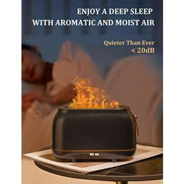 Aromatherapy Diffuser 180ml, Diffusers for Essential Oils with Warm Light, Flame Diffuser Humidifier with Auto-Off for Bedroom Office Home PERPURITY (Grey)