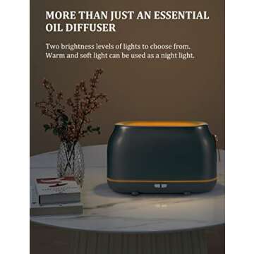 Aromatherapy Diffuser 180ml, Diffusers for Essential Oils with Warm Light, Flame Diffuser Humidifier with Auto-Off for Bedroom Office Home PERPURITY (Grey)