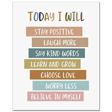 Today I Will, Positive Art Print, Kids Room Decor, Kids Affirmation Art, Nursery Decor, Kids Wall Ar...