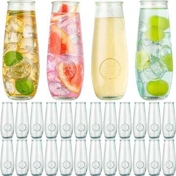Stemless Champagne Flutes Set of 24 - Elegant Glassware for Any Occasion