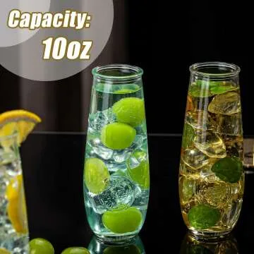 Elegant Stemless Champagne Flutes Set of 24