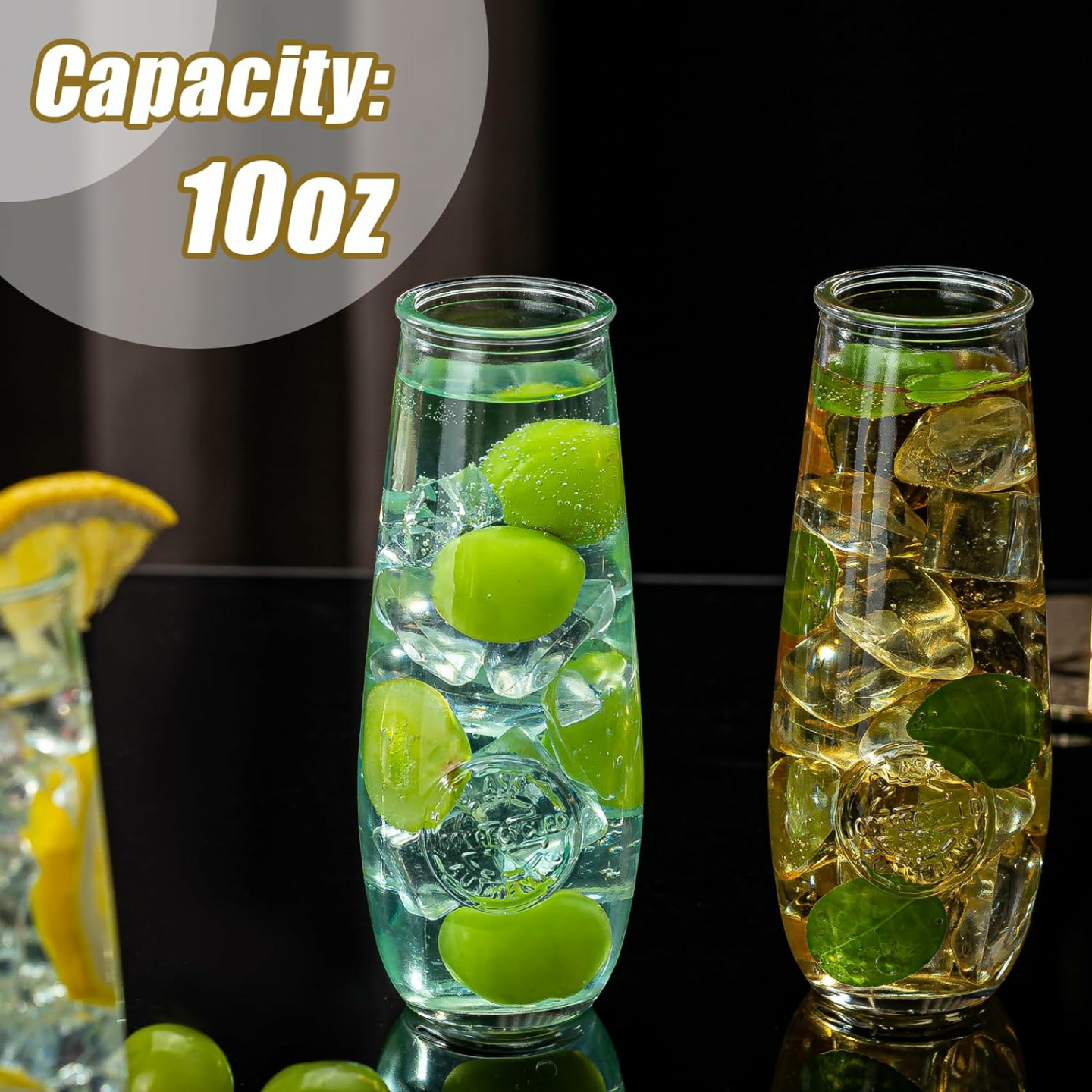 Elegant Stemless Champagne Flutes Set of 24