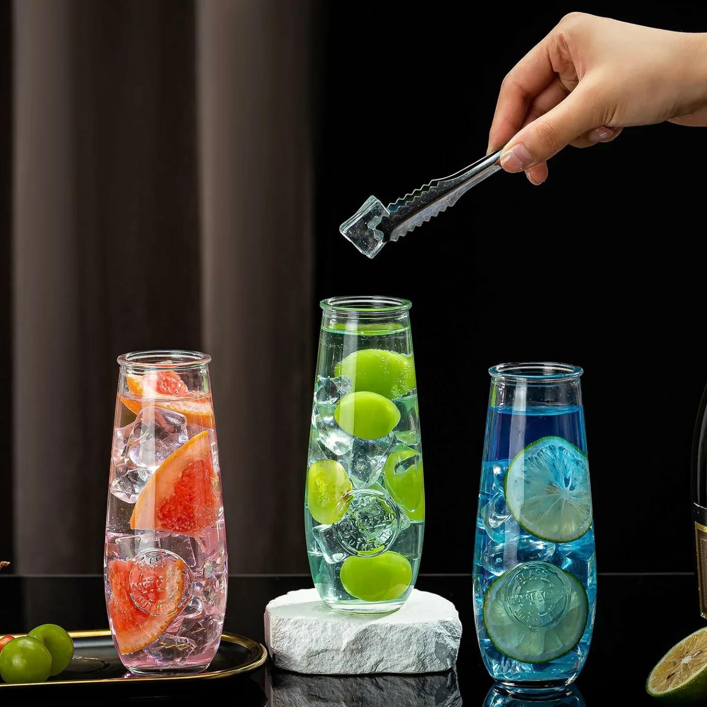 Elegant Stemless Champagne Flutes Set of 24