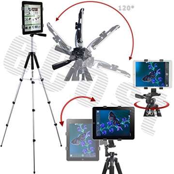 Acuvar 57" inch Pro Series Tripod, Acuvar Tablet Mount, Wireless Shutter Remote for iPad, iPad Air, iPad Mini, Most Other Tablets