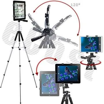 Acuvar 57" inch Pro Series Tripod, Acuvar Tablet Mount, Wireless Shutter Remote for iPad, iPad Air, iPad Mini, Most Other Tablets