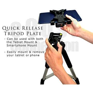 Acuvar 57" inch Pro Series Tripod, Acuvar Tablet Mount, Wireless Shutter Remote for iPad, iPad Air, iPad Mini, Most Other Tablets