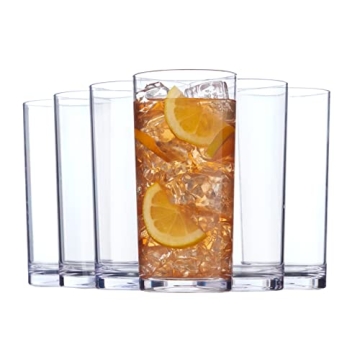 US Acrylic Classic Clear Plastic Reusable Drinking Glasses (Set of 6) 24oz Iced-Tea Cups | BPA-Free ...