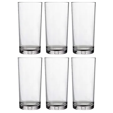 US Acrylic Classic Clear Plastic Reusable Drinking Glasses (Set of 6) 24oz Iced-Tea Cups | BPA-Free Tumblers, Made in USA | Top-Rack Dishwasher Safe