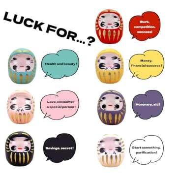 EDOYA Daruma Dolls (Set of 7) Japanese Good Luck Charms Gift Set Traditional Figurine