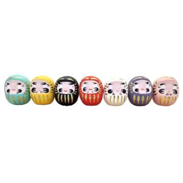 EDOYA Daruma Dolls (Set of 7) Japanese Good Luck Charms Gift Set Traditional Figurine
