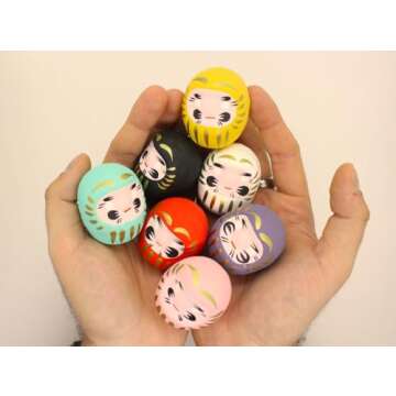 EDOYA Daruma Dolls (Set of 7) Japanese Good Luck Charms Gift Set Traditional Figurine