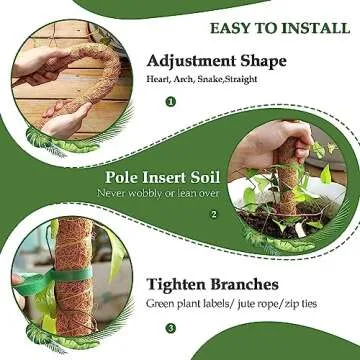 Bendable 2 Pack Moss Pole for Climbing Plants Monstera - 25 Inch Coco Coir Support