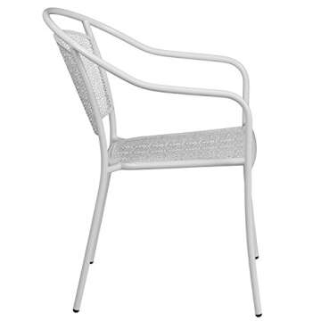 Flash Furniture Oia Commercial Grade 5 Pack White Indoor-Outdoor Steel Patio Arm Chair with Round Back