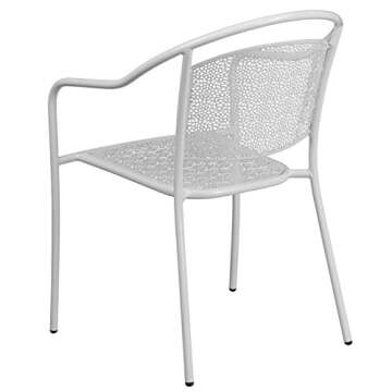 Flash Furniture Oia Commercial Grade 5 Pack White Indoor-Outdoor Steel Patio Arm Chair with Round Back