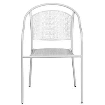 Flash Furniture Oia Commercial Grade 5 Pack White Indoor-Outdoor Steel Patio Arm Chair with Round Back