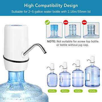 Water Dispenser for 5 Gallon Bottle, Electric Mini Small Drinking Jug Dispenser, Automatic 5 Gal Cold Water Pump Stand, Portable Kitchen Gadgets Design for Office, Home, Kitchen, and Camping