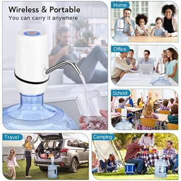 Water Dispenser for 5 Gallon Bottle, Electric Mini Small Drinking Jug Dispenser, Automatic 5 Gal Cold Water Pump Stand, Portable Kitchen Gadgets Design for Office, Home, Kitchen, and Camping