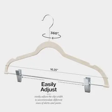 Home-it 10 Pack Clothes Hangers with clips - IVORY Velvet Hangers for skirt hangers - Clothes Hanger - pants hangers - Ultra Thin No Slip