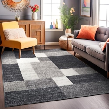 Rugshop Modern Non-Slip Boxes Area Rug 8 x 10 Gray
