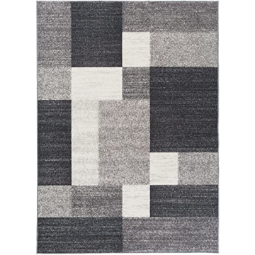 Rugshop Modern Non-Slip Boxes Area Rug 8 x 10 Gray