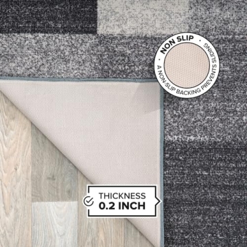 Rugshop Modern Non-Slip Boxes Area Rug 8 x 10 Gray
