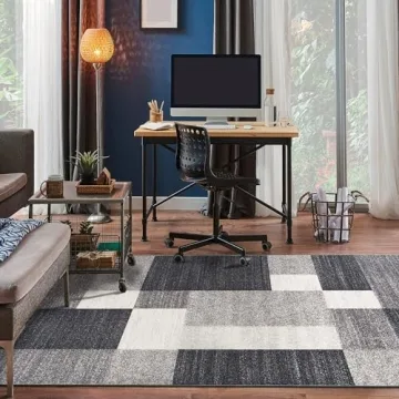 Rugshop Modern Non-Slip Boxes Area Rug 8 x 10 Gray