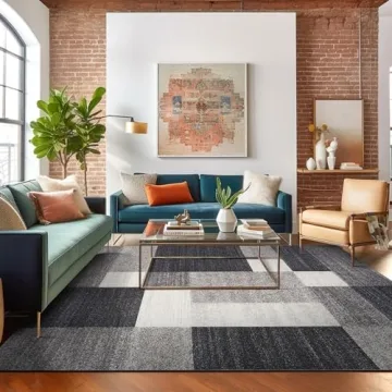 Rugshop Modern Non-Slip Boxes Area Rug 8 x 10 Gray